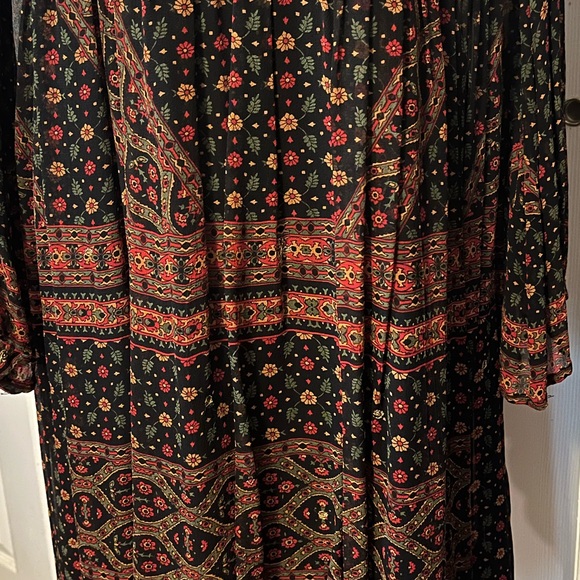Anthropologie Beaded Bohemian Black and Multicolor Long Sleeve Dress - Picture 4 of 13
